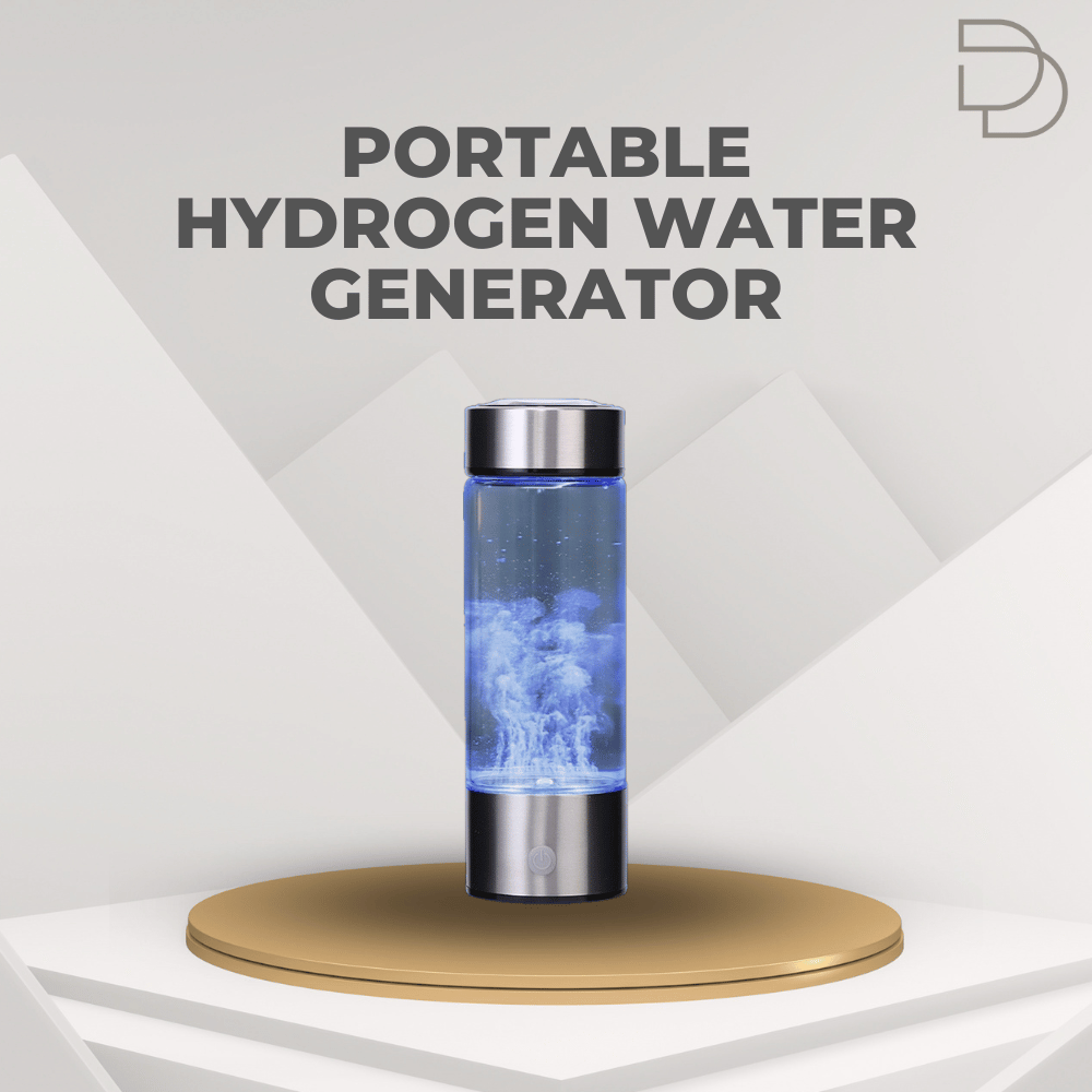 Portable hydrogen water generator on a white background with 'Drelax' branding.