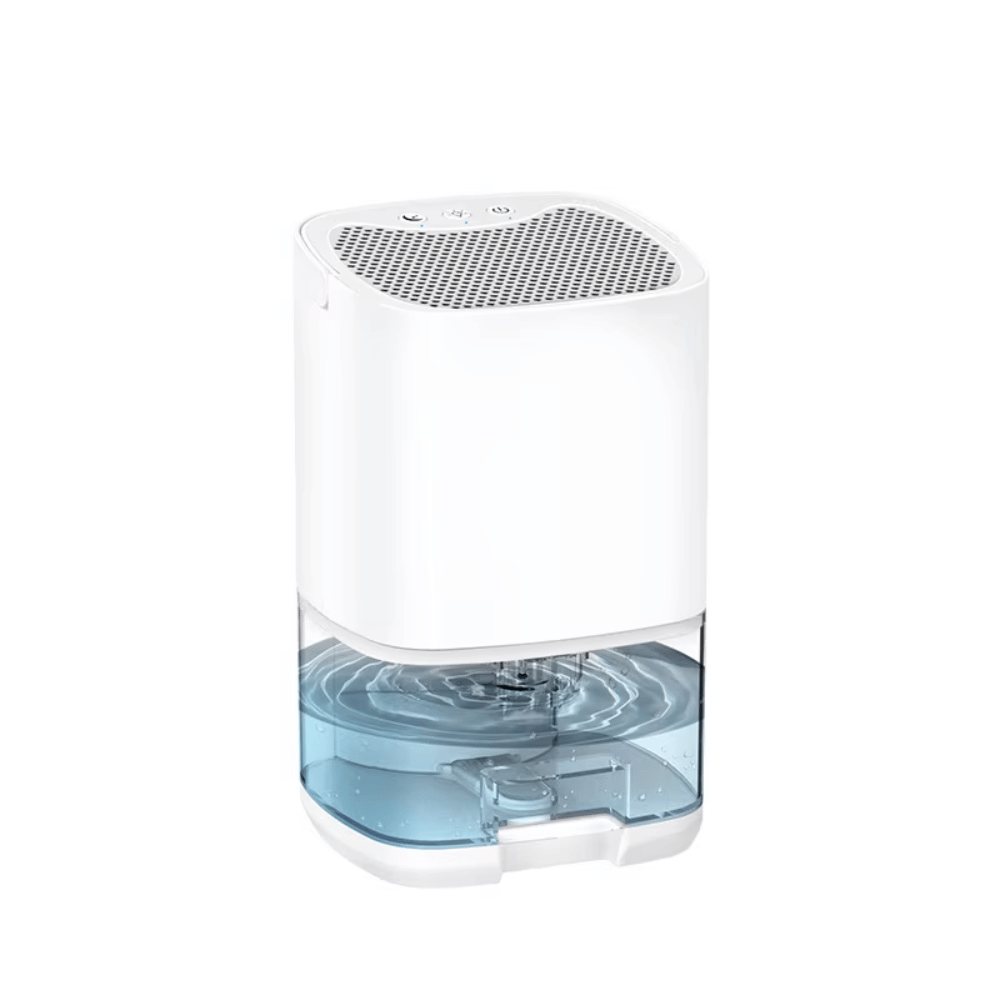 White and clear humidifier with water level indicator on a white background